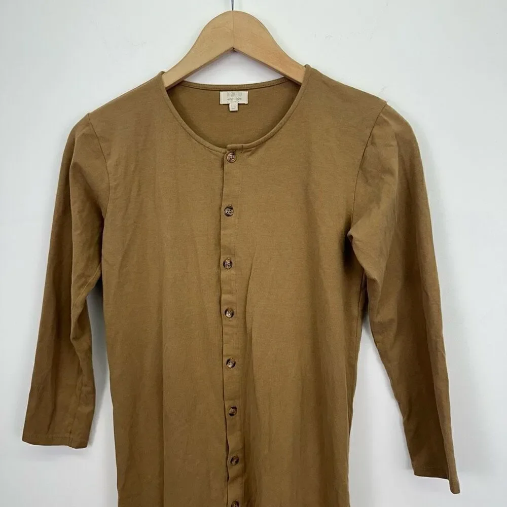 The Simple Folk Kids Gender Neutral Workman Playsuit in Camel Tan